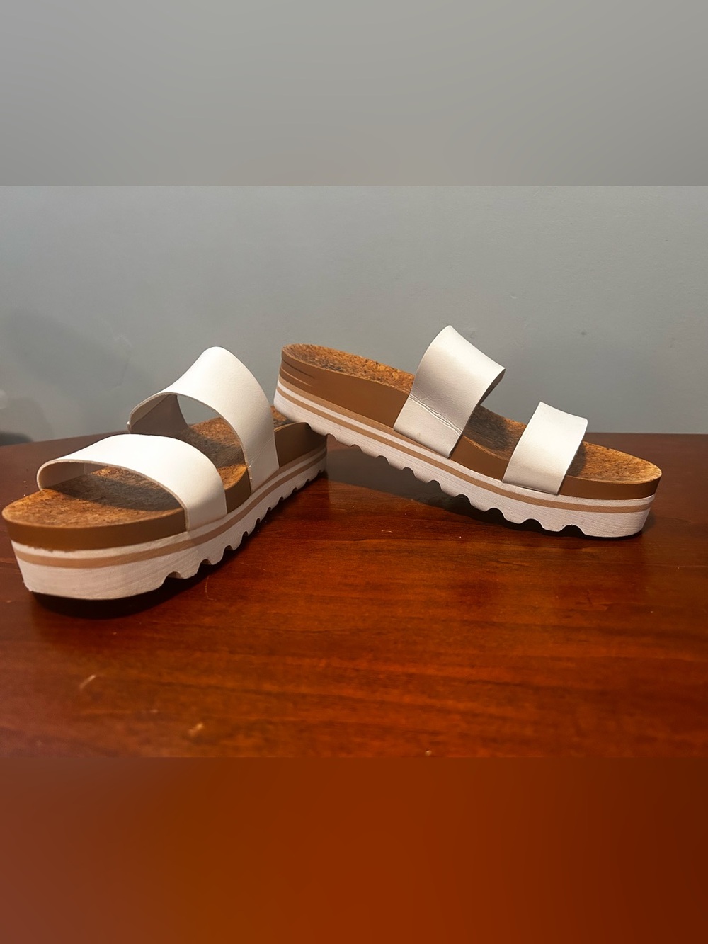 Reef Vista White Double-Strap Platform arch support cork Slide Sandals size 9